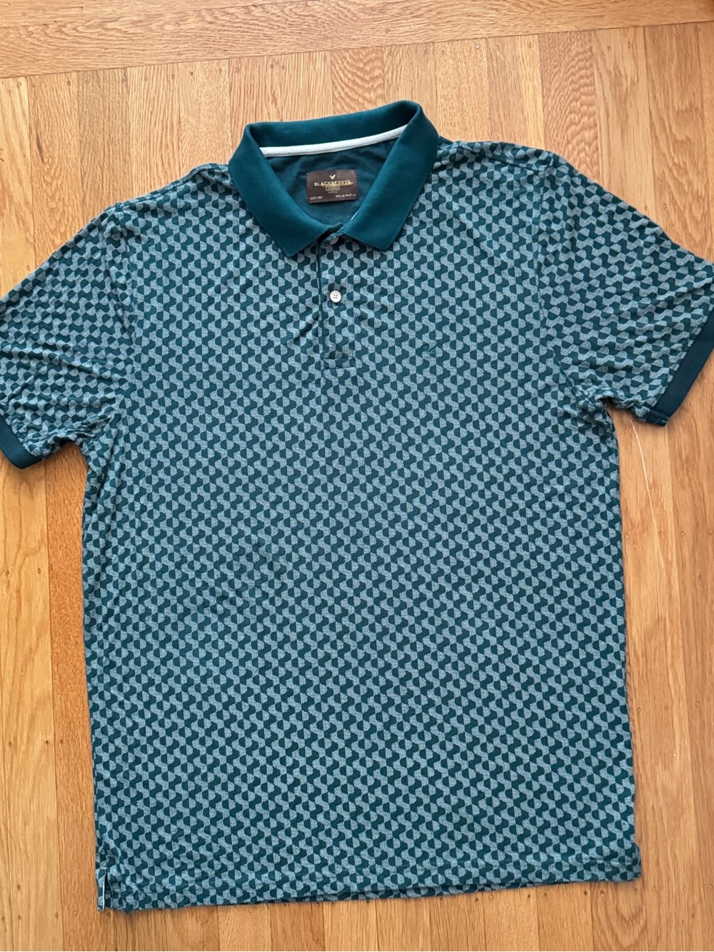 Teal Patterned Polo Shirt - Classic Men's Short Sleeve